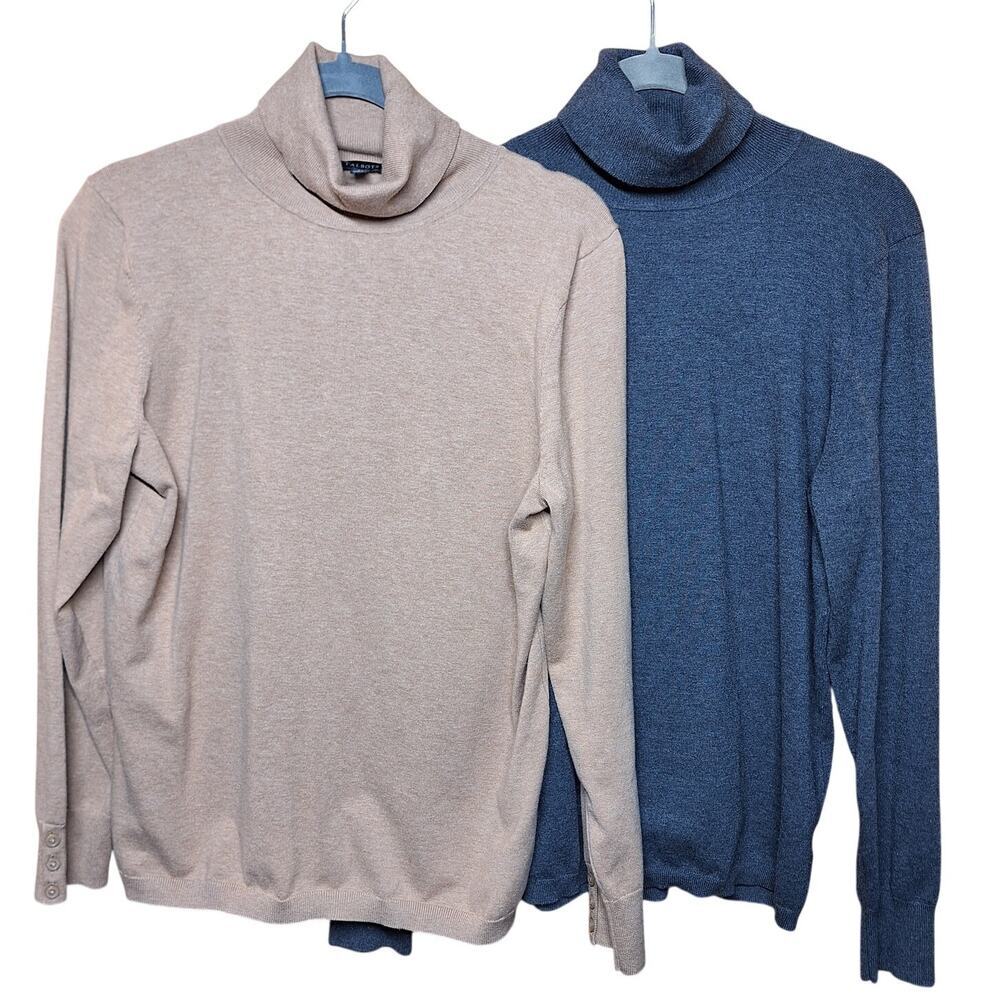 Talbots Lot of 2 modal blend stretch turtle neck fitted sweaters bundle neutral